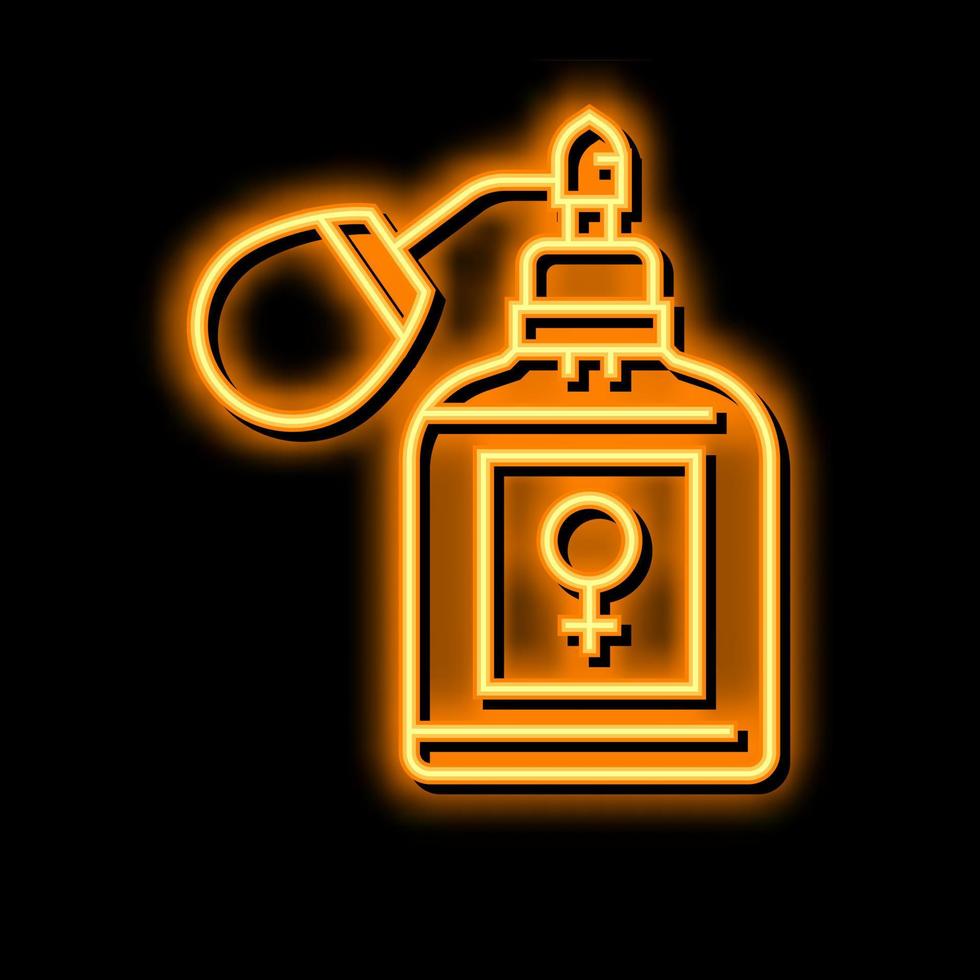 mulher fragrância garrafa perfume néon brilho ícone ilustração vetor