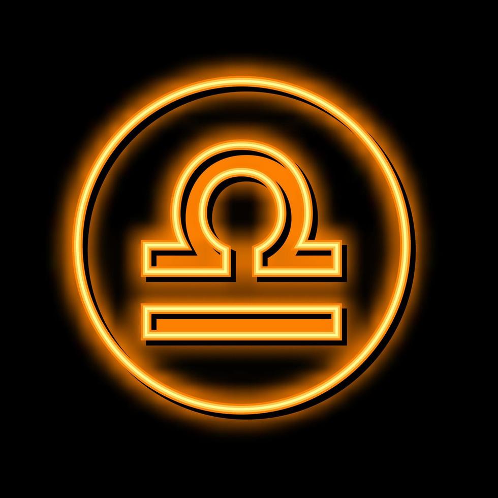 Libra zodíaco néon brilho ícone ilustração vetor