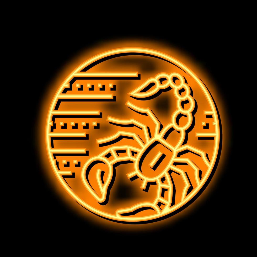 escorpião zodíaco néon brilho ícone ilustração vetor