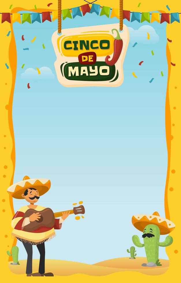 um mexicano toca violão para cinco de mayo vetor