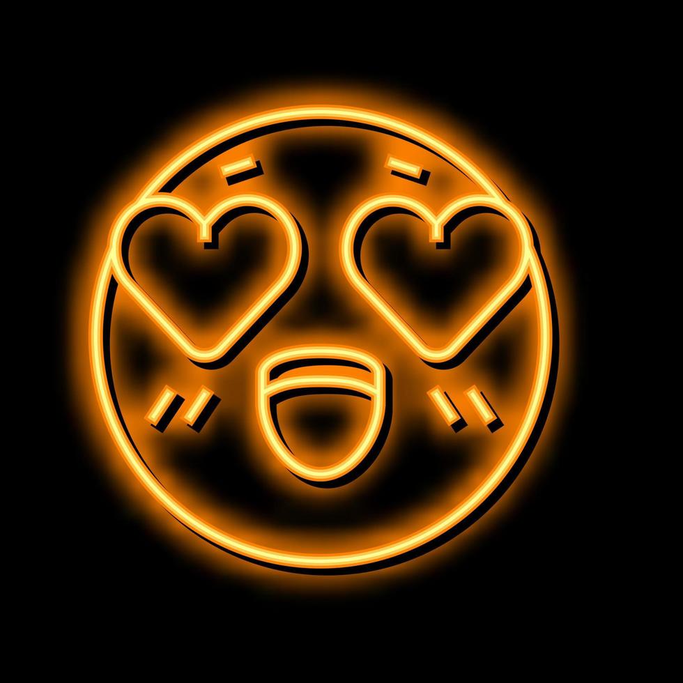 amor emoji néon brilho ícone ilustração vetor