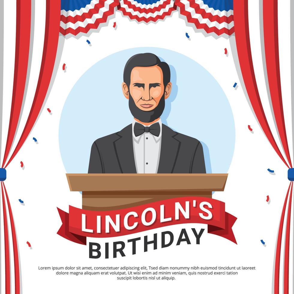 Abraão Lincoln aniversário conceito vetor