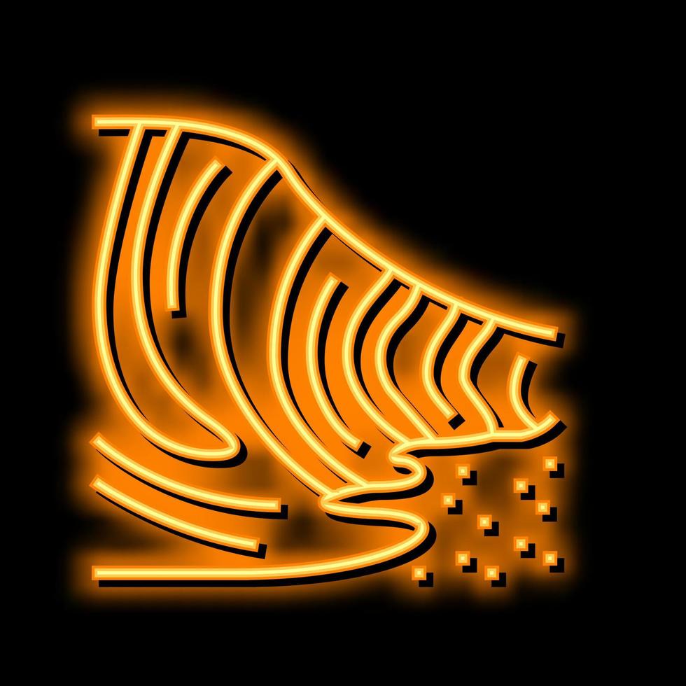 Rocha formação onda néon brilho ícone ilustração vetor
