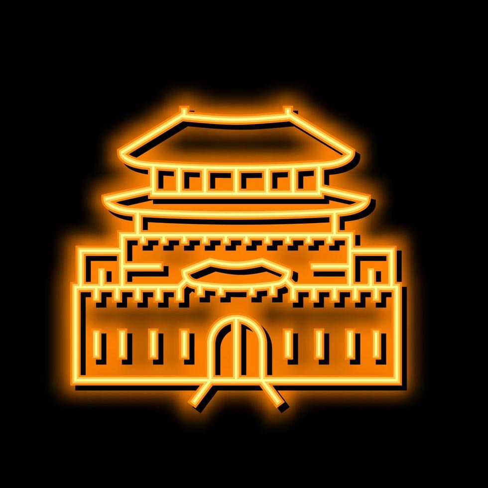 Hwaseong fortaleza néon brilho ícone ilustração vetor
