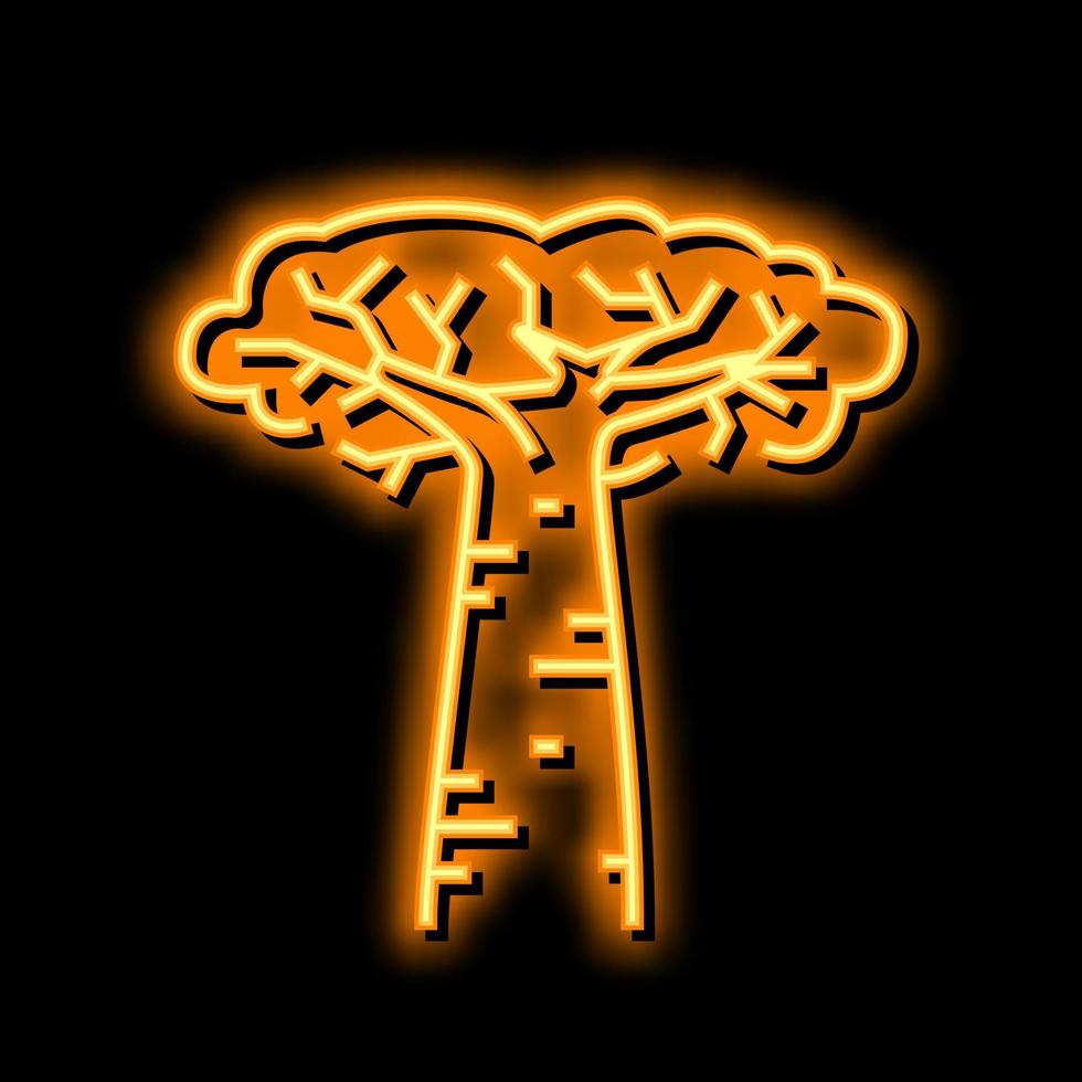 baobá África árvore néon brilho ícone ilustração vetor