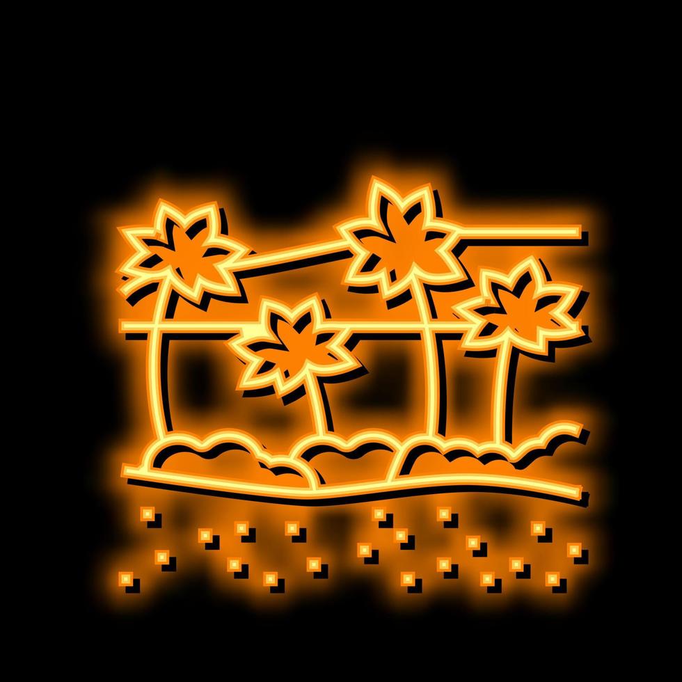 oásis dentro africano deserto néon brilho ícone ilustração vetor