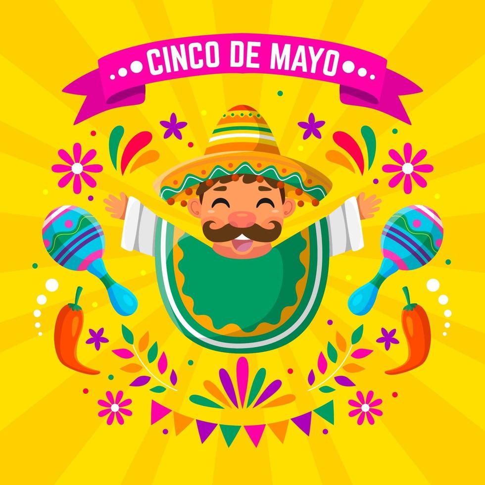 estilo de design plano cinco de mayo vetor