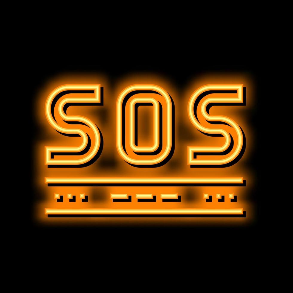 SOS sinal néon brilho ícone ilustração vetor