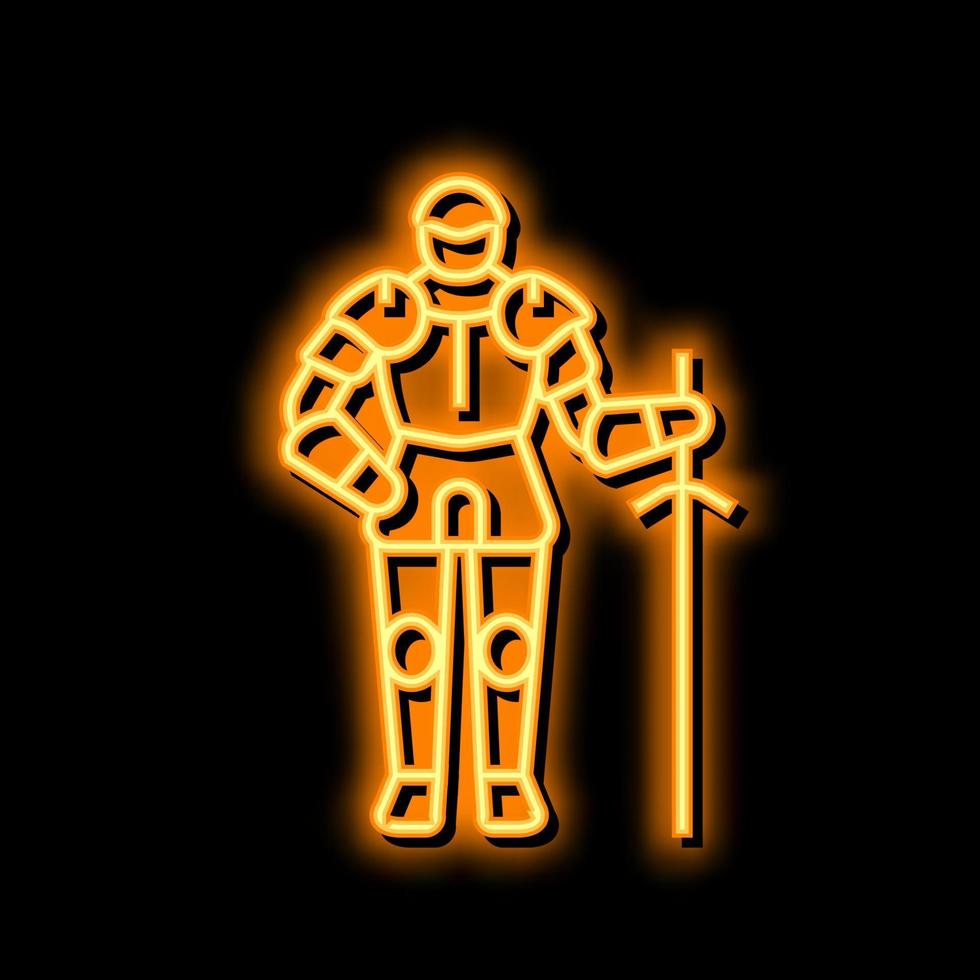 Guerreiro cavaleiro néon brilho ícone ilustração vetor