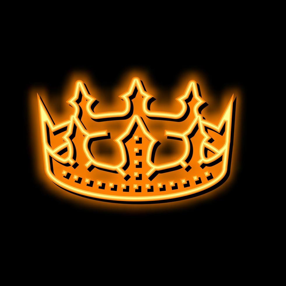 coroa rei néon brilho ícone ilustração vetor