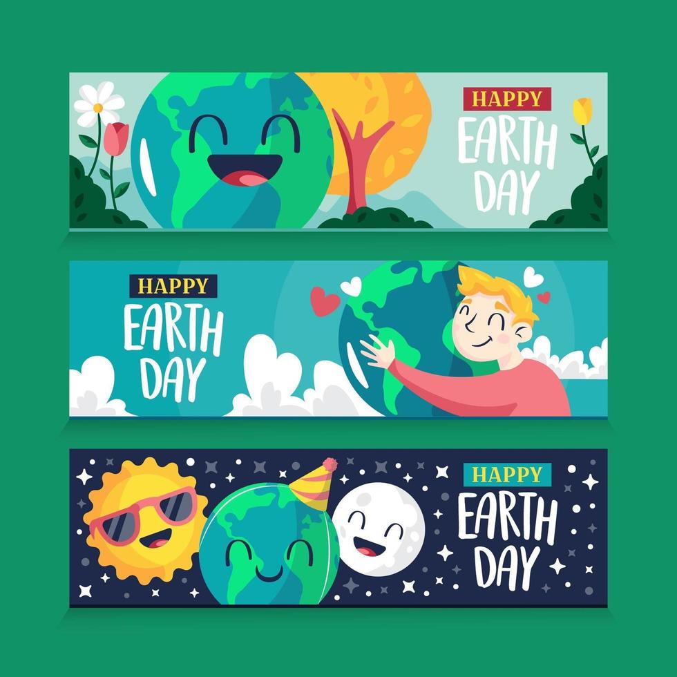 conjunto de banner do dia da terra vetor