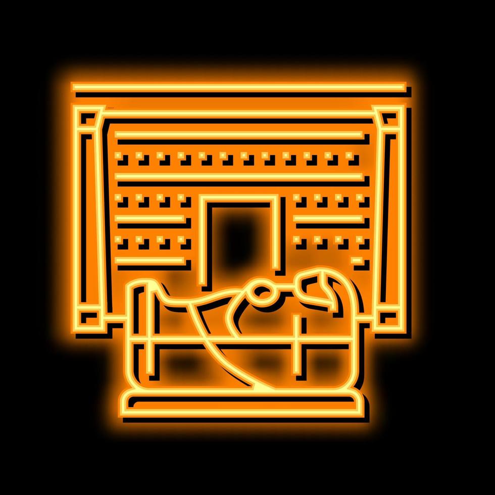 túmulo faraó néon brilho ícone ilustração vetor