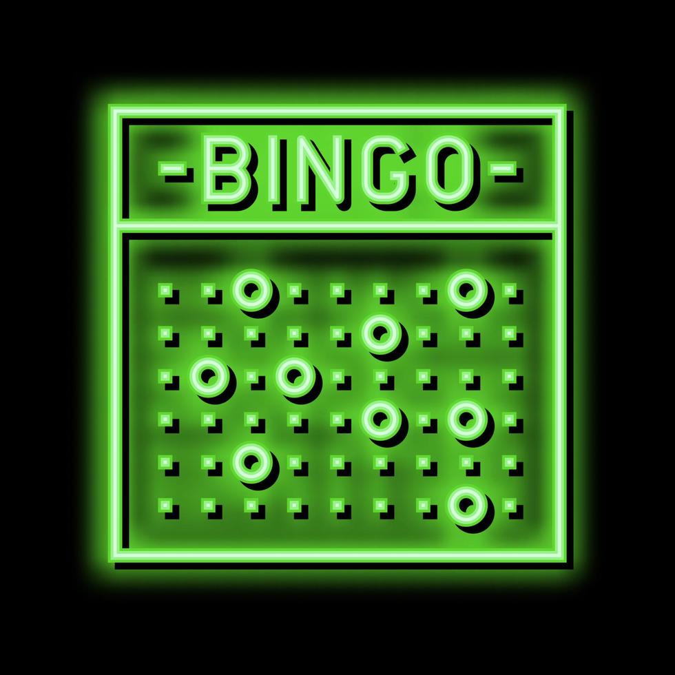 Bingo jogos néon brilho ícone ilustração vetor