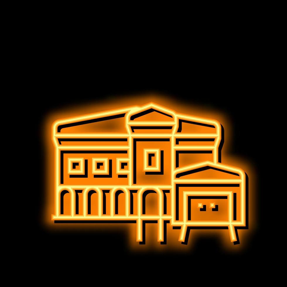 Mediterrâneo casa néon brilho ícone ilustração vetor
