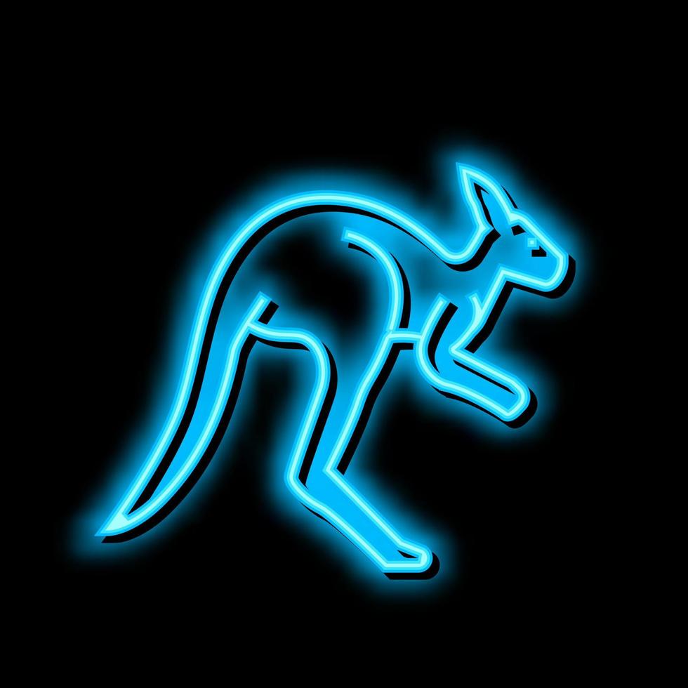 canguru animal dentro jardim zoológico néon brilho ícone ilustração vetor