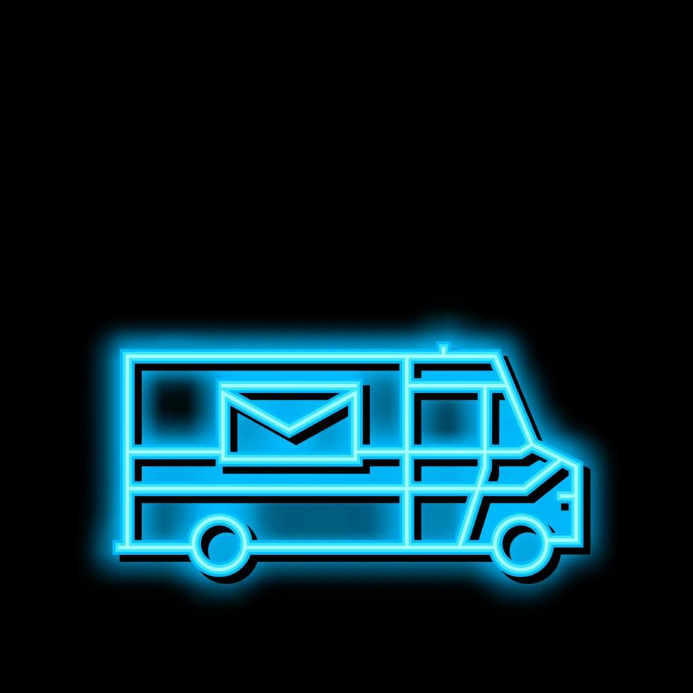 caminhão para entregando parcela e carta néon brilho ícone ilustração vetor