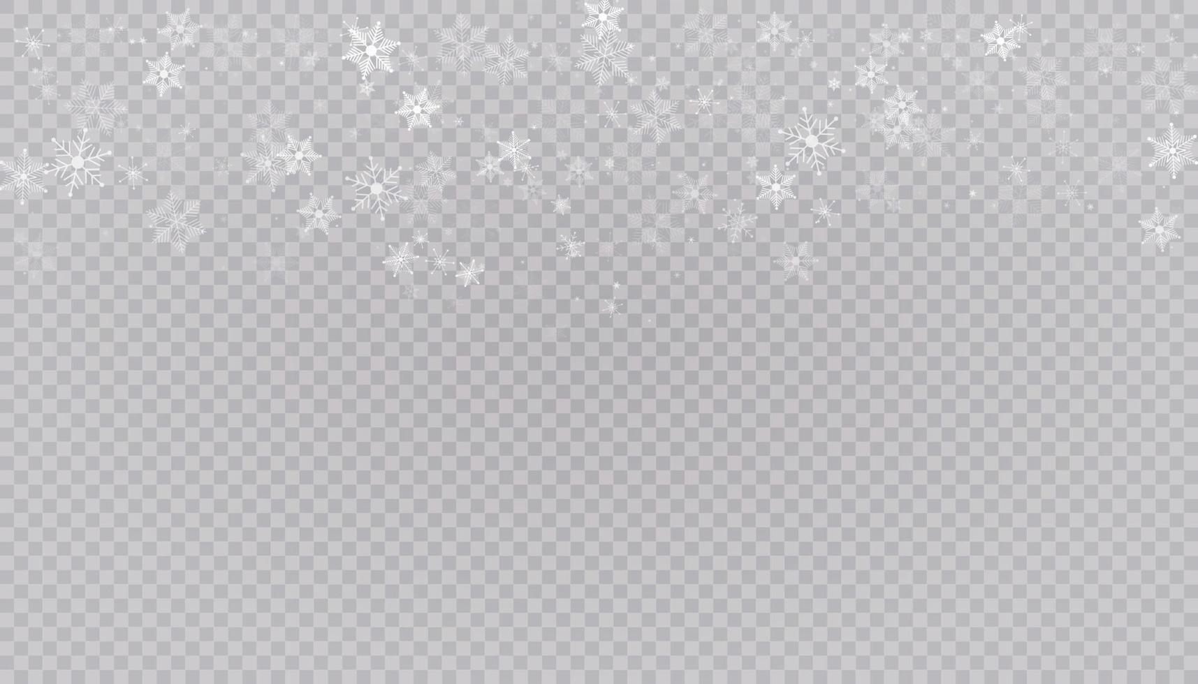 neve branca voa fundo. flocos de neve de natal. ilustração de fundo de nevasca de inverno. vetor