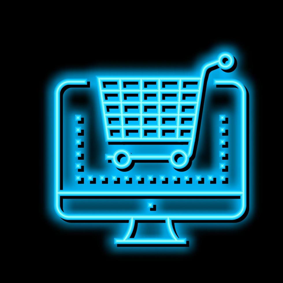 eletrônico eshopping compra néon brilho ícone ilustração vetor