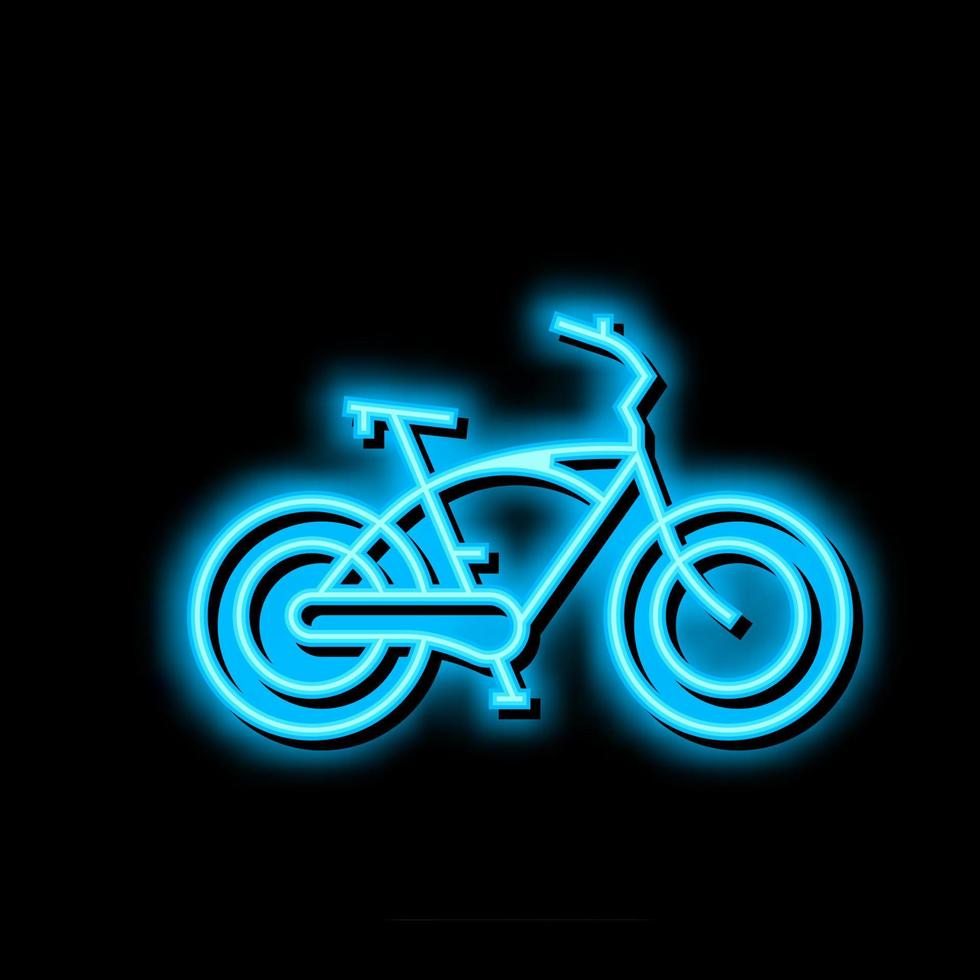 cruzador bicicleta néon brilho ícone ilustração vetor