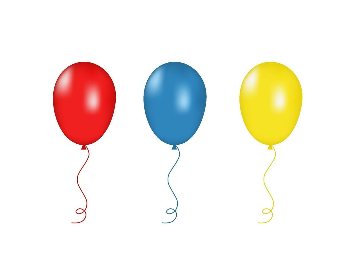 balões vermelhos, azuis e amarelos isolados. ilustração vetorial vetor