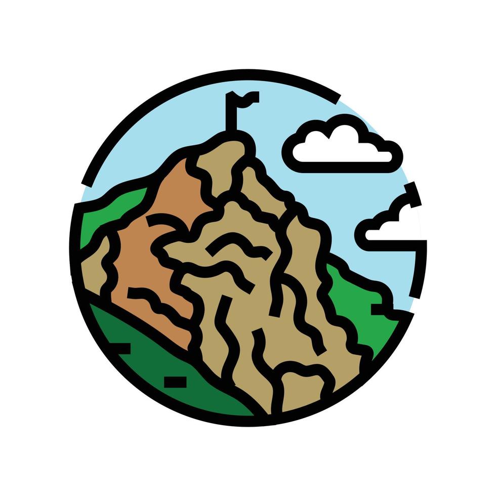 Alto montanha panorama cor ícone vetor ilustração