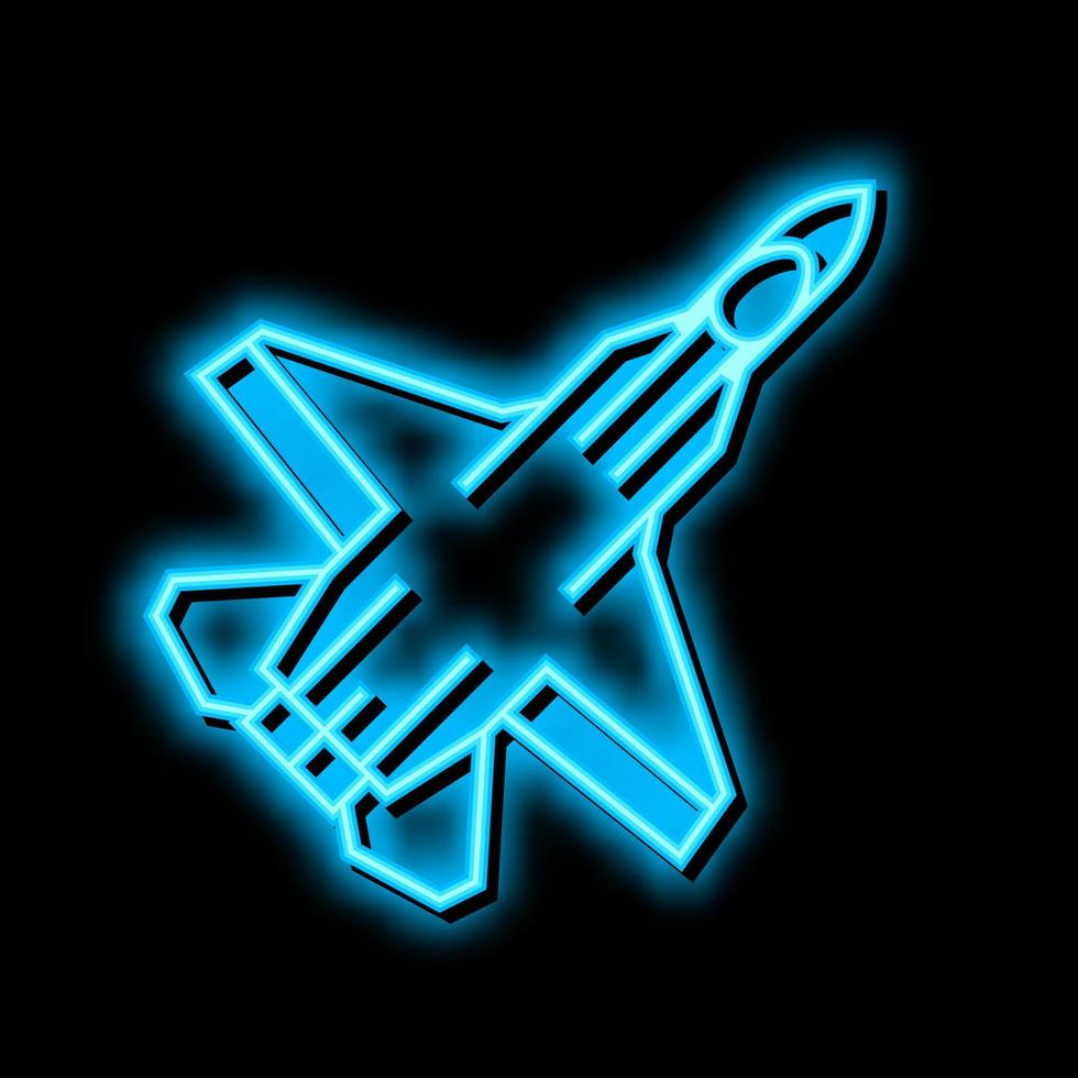 avião exército mosca avião néon brilho ícone ilustração vetor