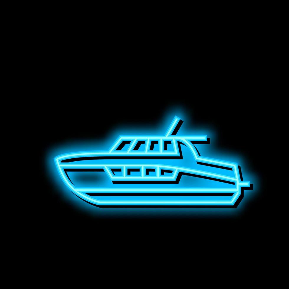 cabine cruzador barco néon brilho ícone ilustração vetor