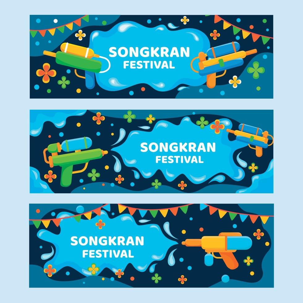 modelo de banner do festival de celebração songkran vetor