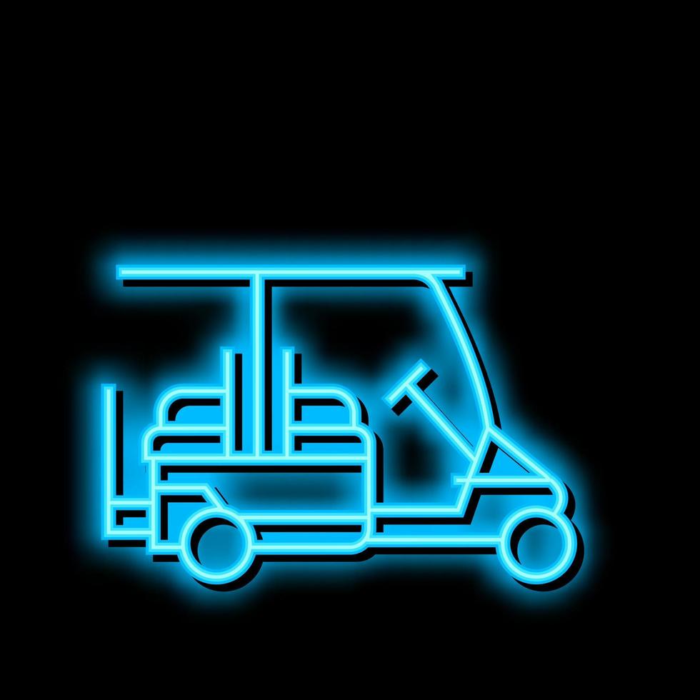 caddy golfe clube carro néon brilho ícone ilustração vetor