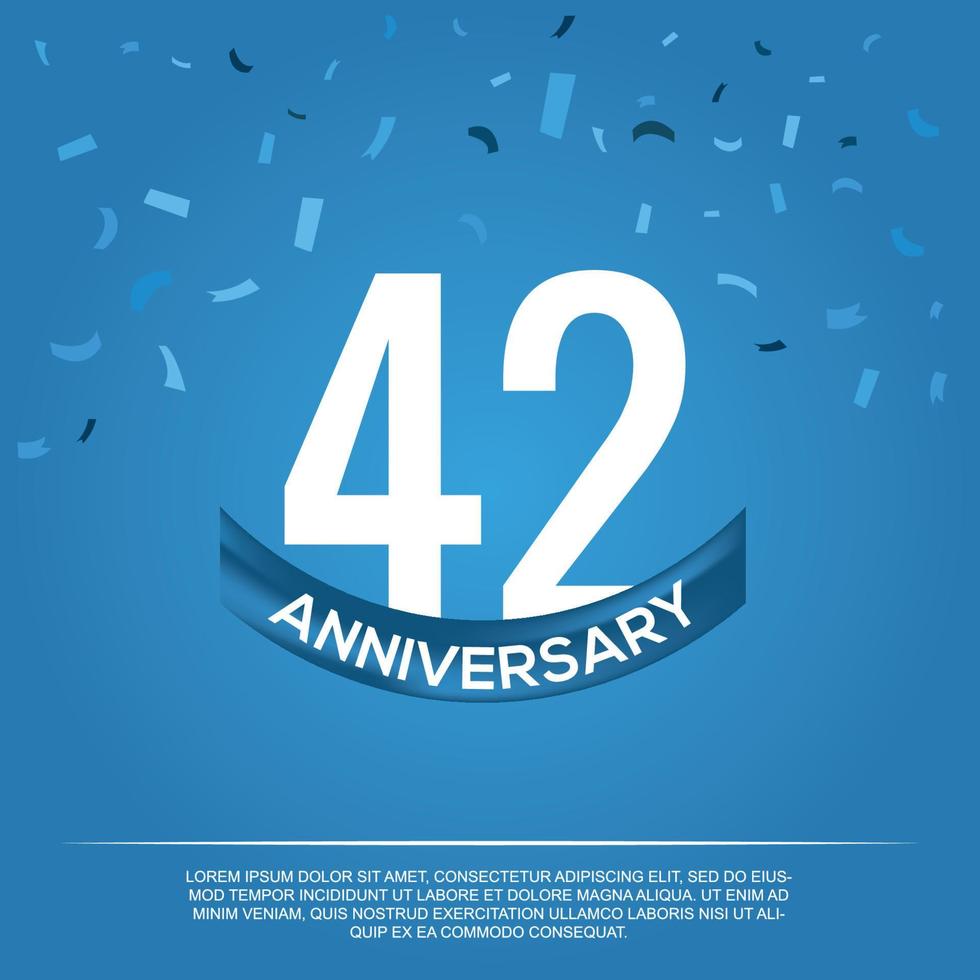 42º aniversário celebração vetor Projeto com branco cor números e branco cor Fonte em azul cor fundo abstrato