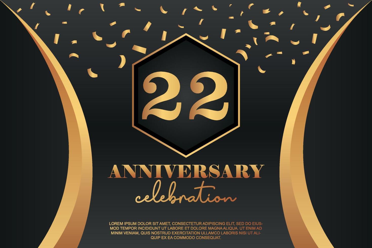 22º aniversário celebração logotipo com dourado colori vetor Projeto para cumprimento abstrato ilustração