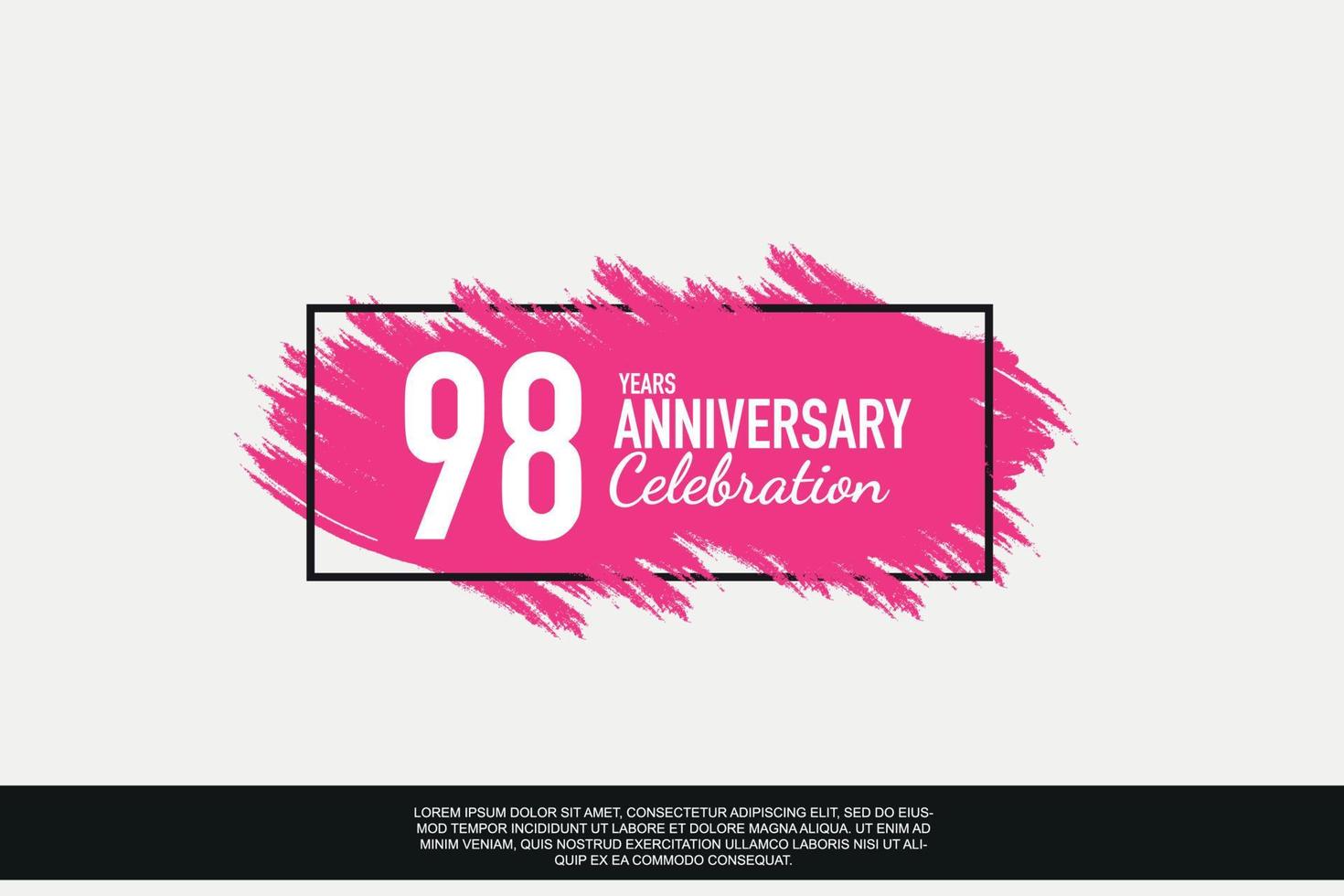 98 ano aniversário celebração vetor Rosa Projeto dentro Preto quadro, Armação em branco fundo abstrato ilustração logotipo