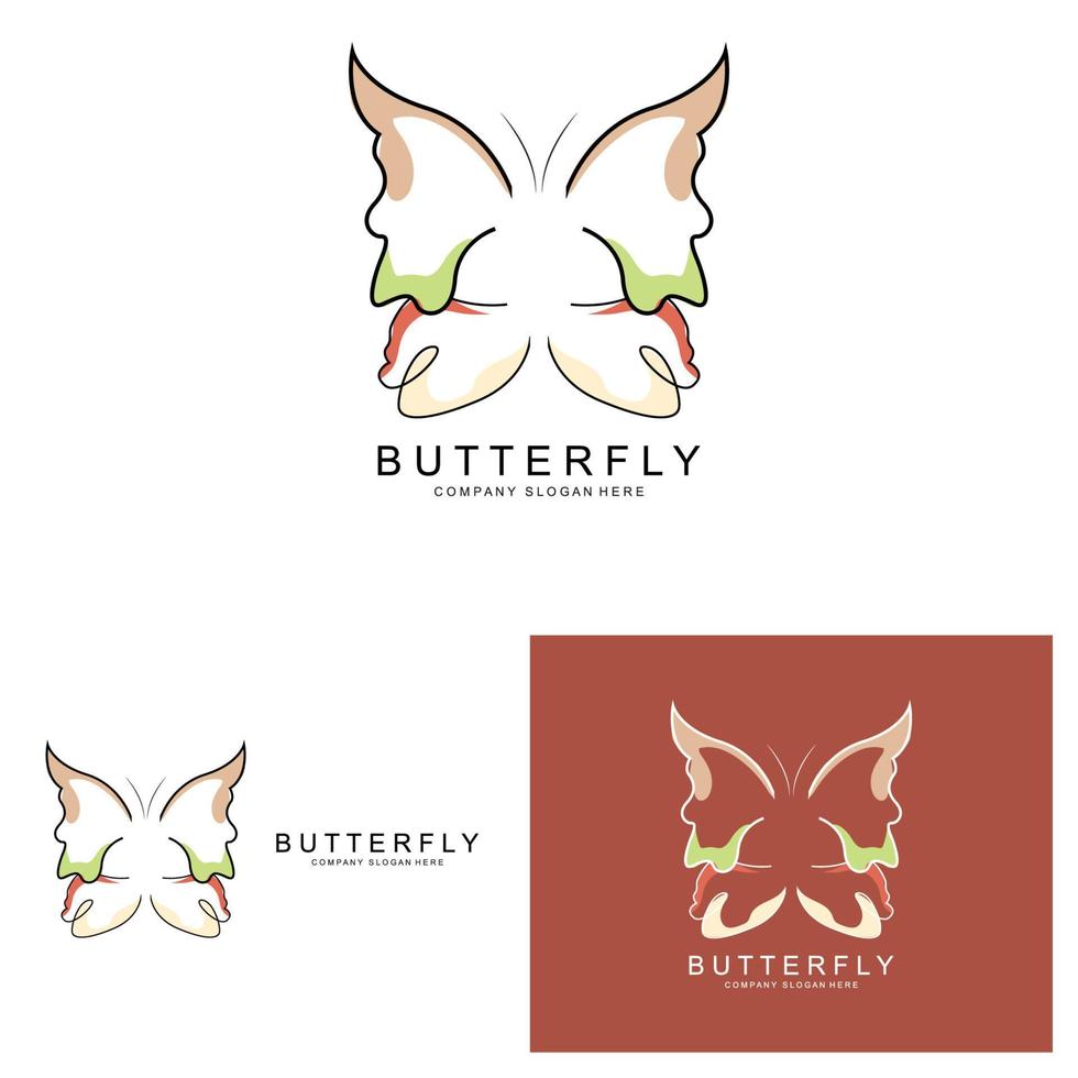 design de logotipo de borboleta, lindo animal voador, ilustração de ícone de marca da empresa, serigrafia, salão vetor