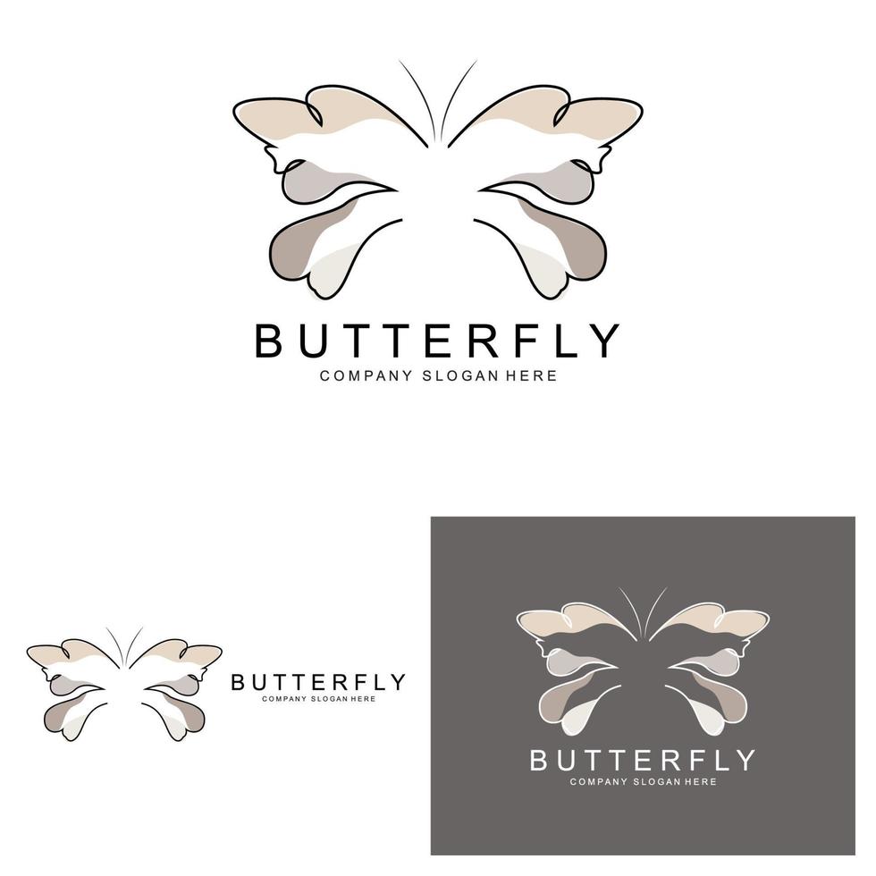 design de logotipo de borboleta, lindo animal voador, ilustração de ícone de marca da empresa, serigrafia, salão vetor