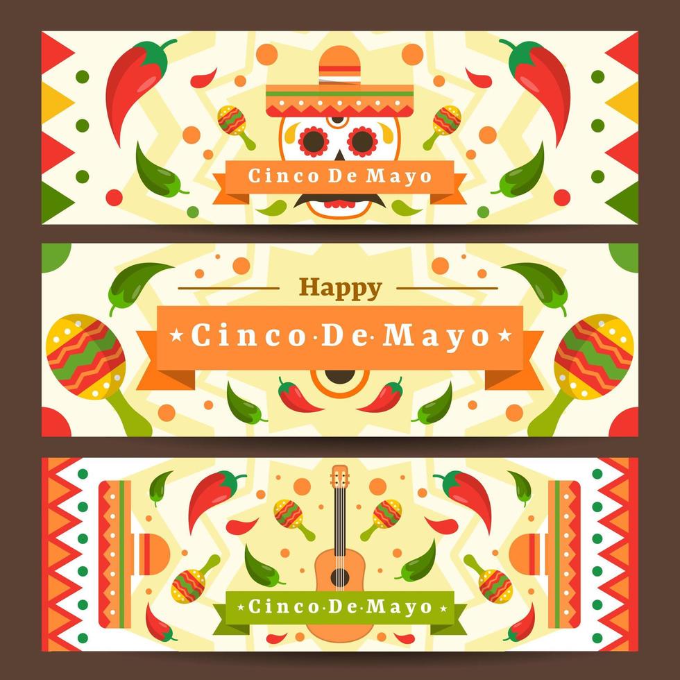 modelo de banner mexicano festivo cinco de mayo vetor