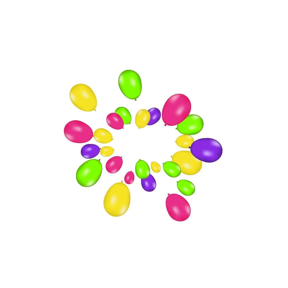 composição de cores de balões realistas de vetor isolados no fundo branco. balões isolados. para cartões de aniversário ou outros designs