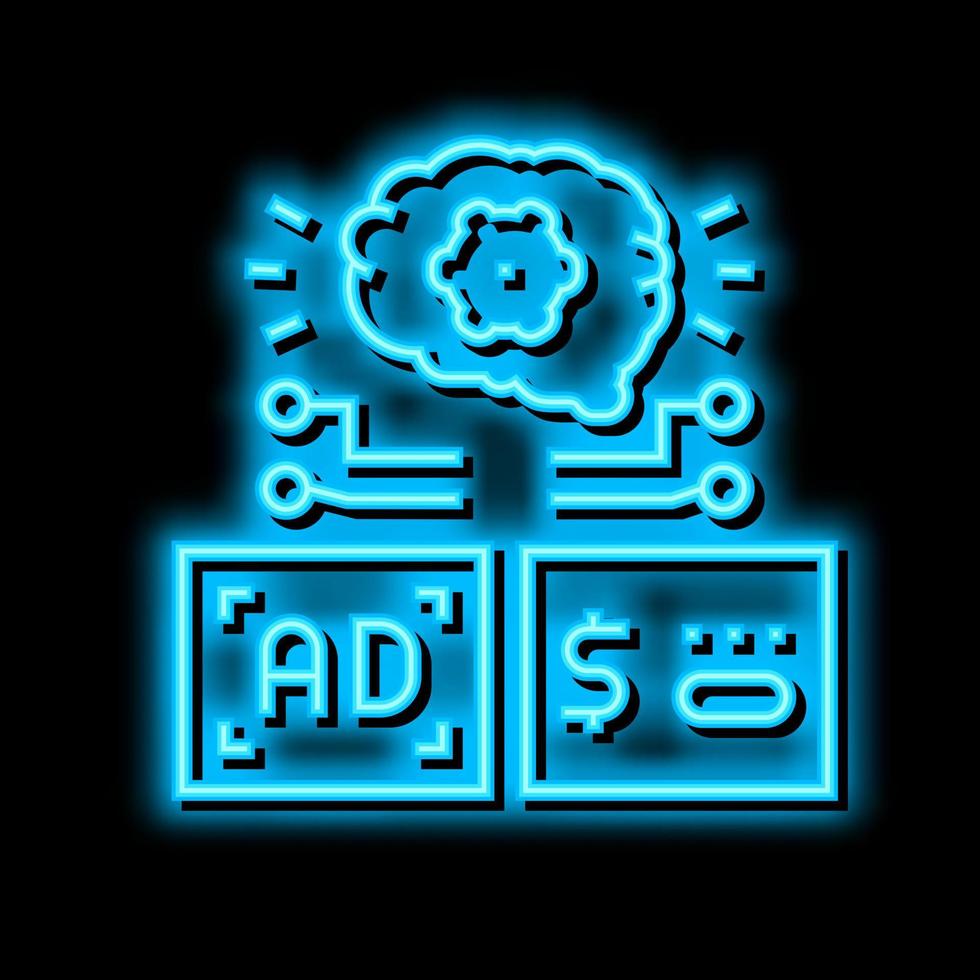 programático publicidade néon brilho ícone ilustração vetor