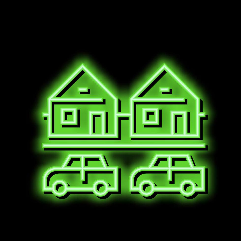 casas motel néon brilho ícone ilustração vetor