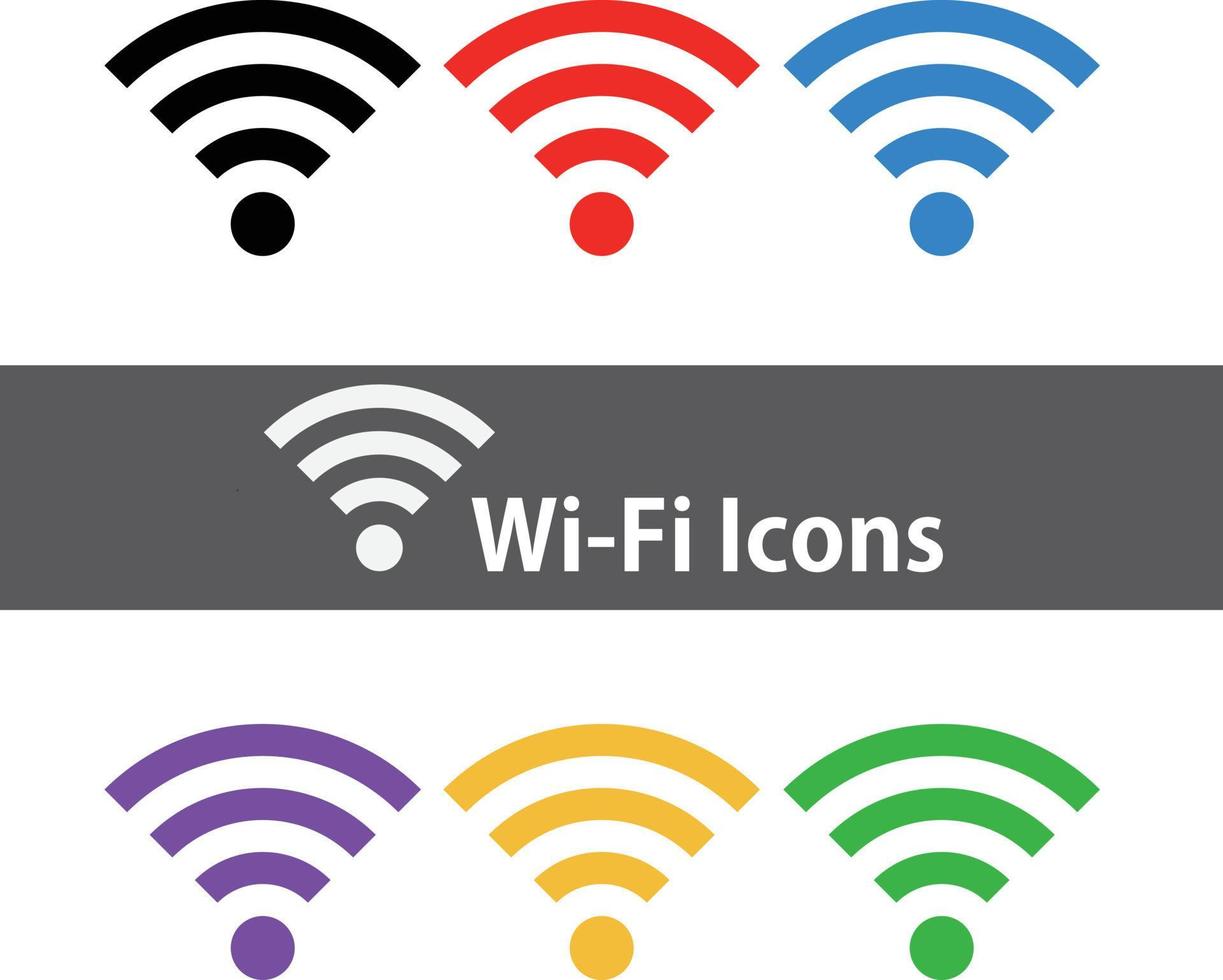 colorida Wi-fi ícone conjunto vetor