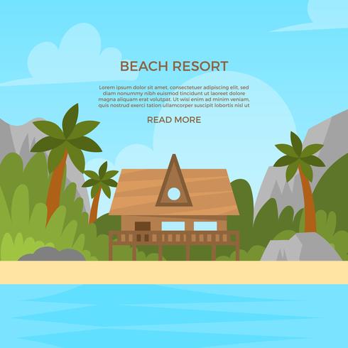 Ilustração em vetor Flat Beach Resort