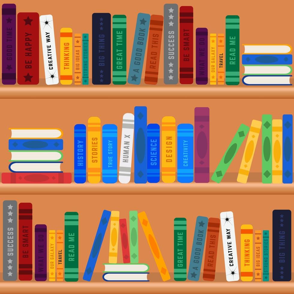 biblioteca de estantes com livros coloridos vetor