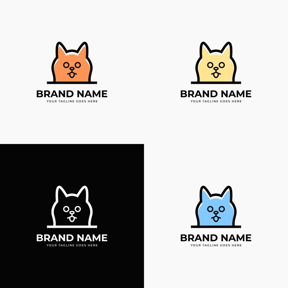 criativo moderno minimalista linha arte estilo minimal cat head logo design concept template ilustração vetorial para pet shop marca de empresa ou início de negócios vetor