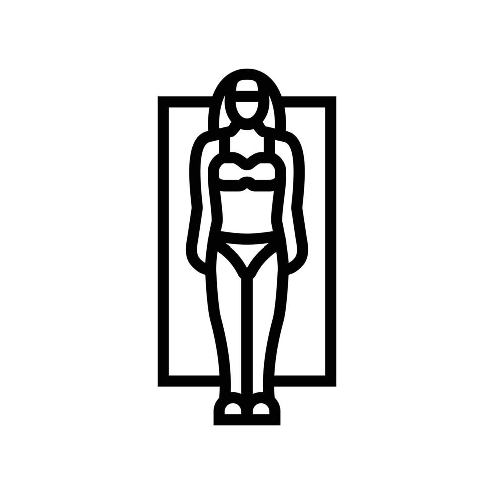 retângulo fêmea corpo tipo linha ícone vetor ilustração