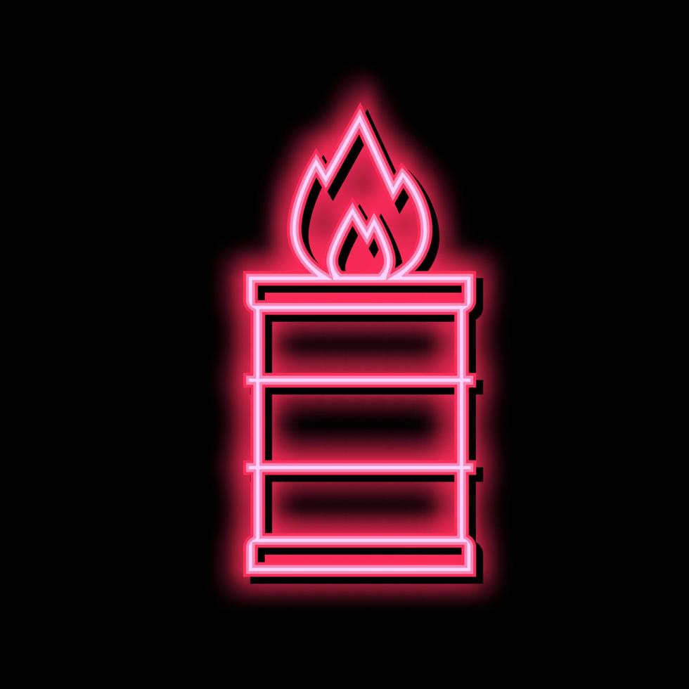 queimando fogo dentro barril néon brilho ícone ilustração vetor
