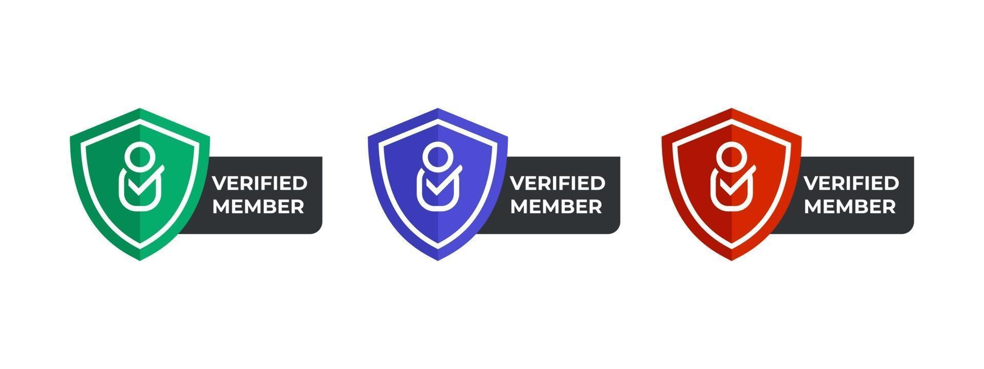 ícones do logotipo de membro verificado em design moderno. modelo de ilustração vetorial. vetor