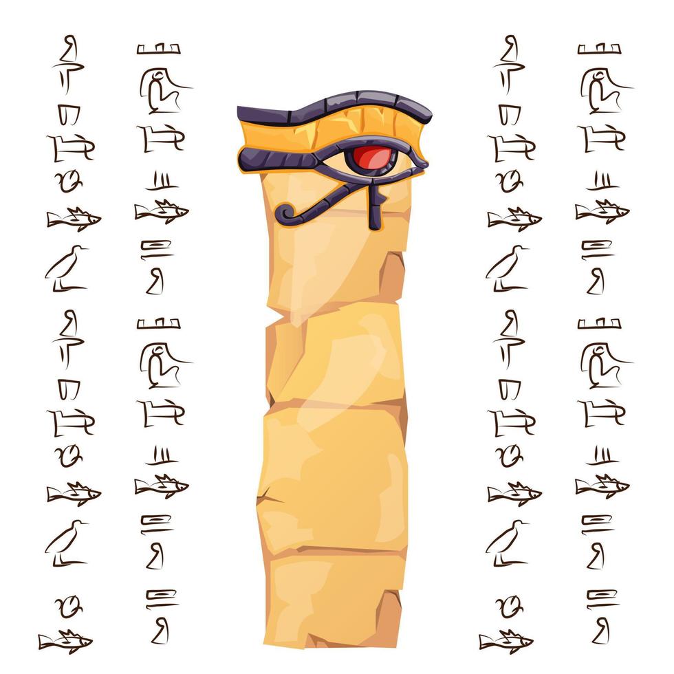 antigo Egito papiro ou pedra coluna com olho vetor