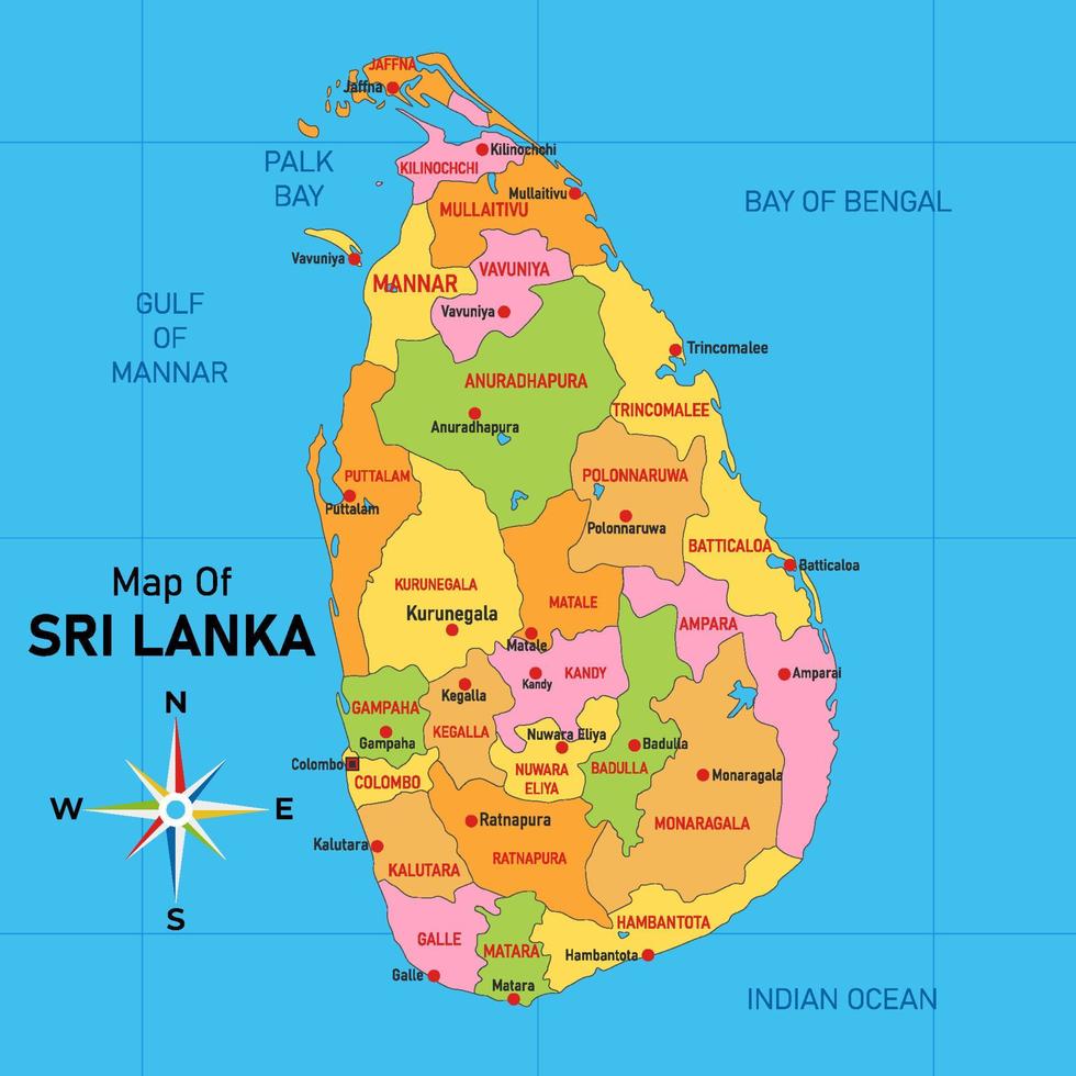 país mapa do sri lanka conceito vetor