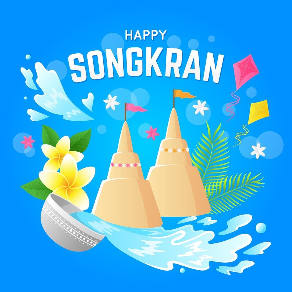 fundo do tema do festival songkran vetor
