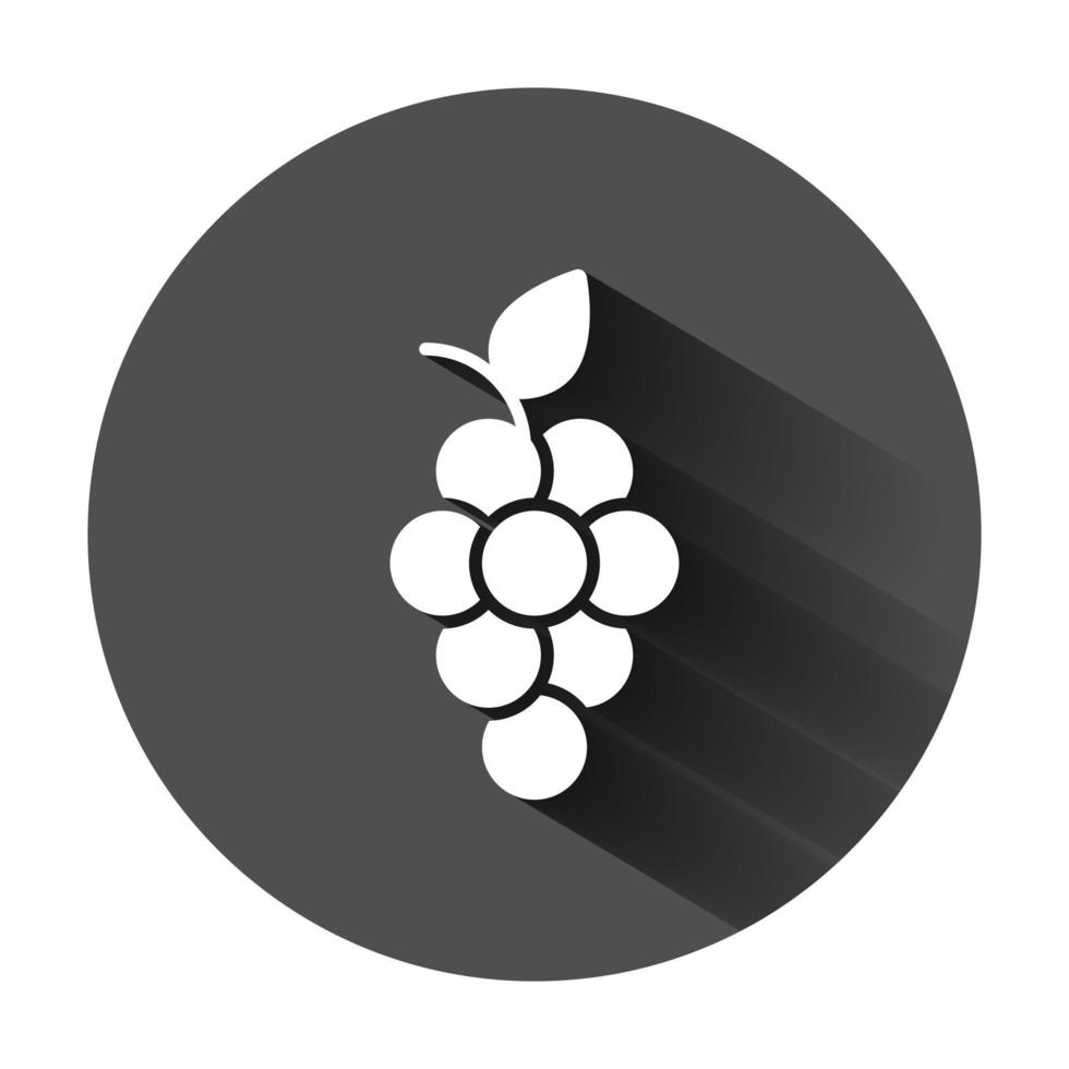 uva frutas placa ícone dentro plano estilo. videira vetor ilustração em Preto volta fundo com grandes sombra. vinho uvas o negócio conceito.