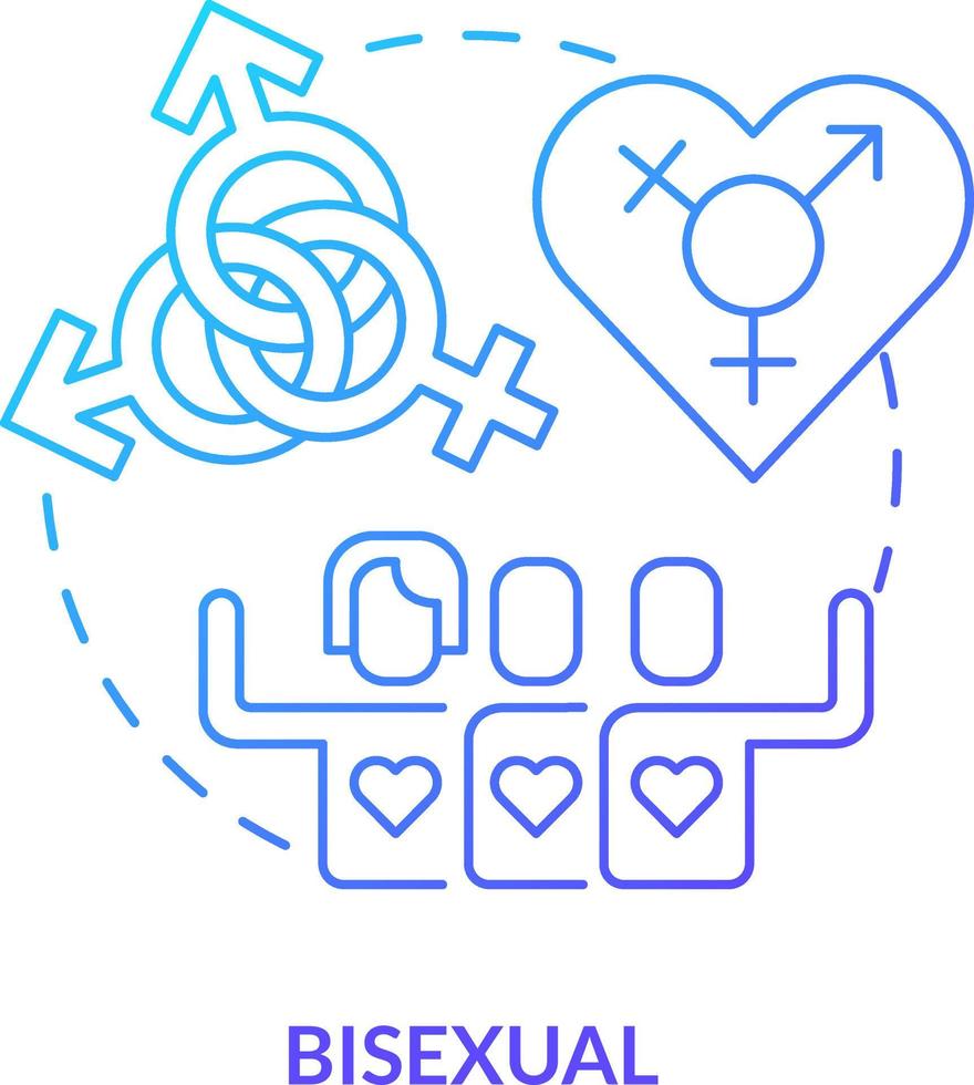 bissexual azul gradiente conceito ícone. sexual atração para ambos machos e fêmeas. lgbt membro abstrato idéia fino linha ilustração. isolado esboço desenhando vetor